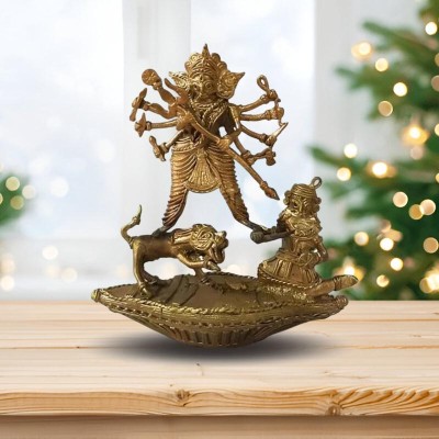 Dokra Durga Idol on Boat | Mahishashur Mardini | Antique Metal Craft