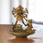 Dokra Durga Idol on Boat | Mahishashur Mardini | Antique Metal Craft
